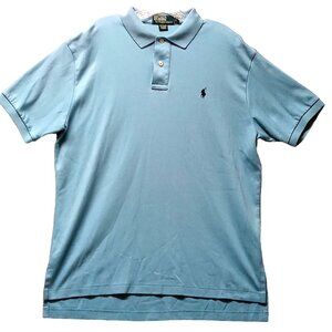 Polo Ralph Lauren Men's Shirt Large Light Blue Pony Logo 100% Cotton Casual Wear